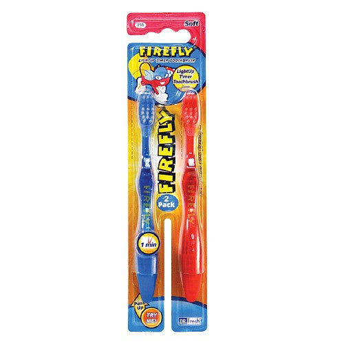 Firefly Kids Lightup Timer Toothbrush, Soft - 2 Ea